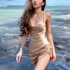 Women's Sleeveless Satin Dress - Image 3