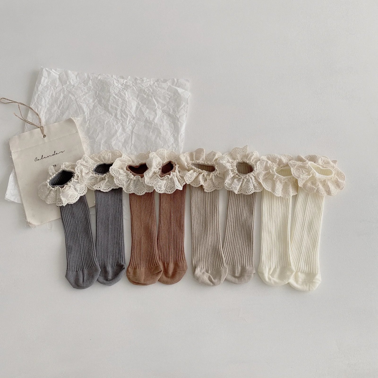 Baby Girls Knee Length Soft Cotton Socks, 4 Pcs