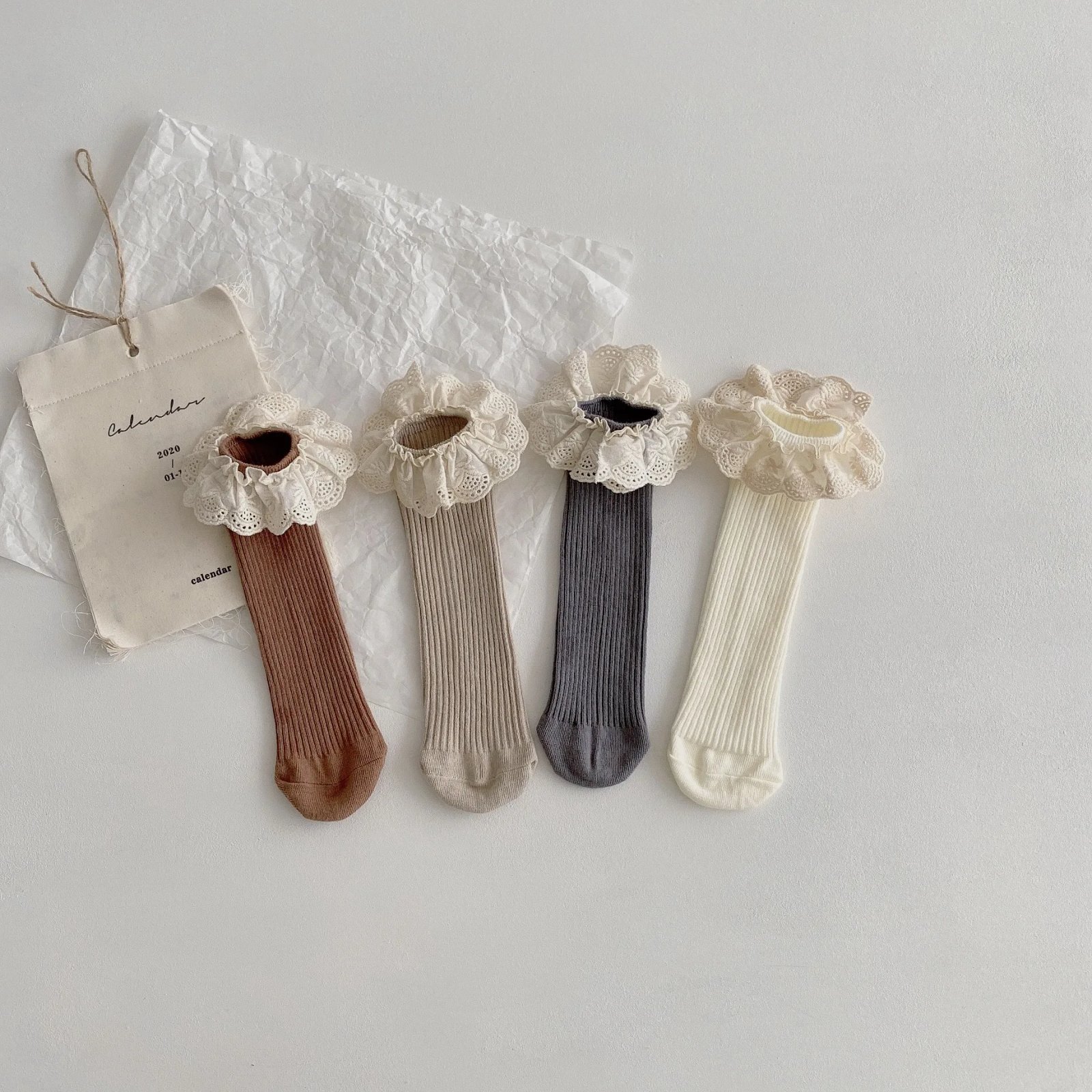 Baby Girls Knee Length Soft Cotton Socks, 4 Pcs