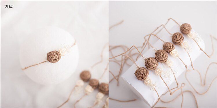 Baby Girl's Elastic Headband with Flower Shaped Ribbons
