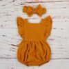 Cotton Romper and Headband with Bow
