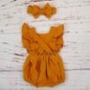 Cotton Romper and Headband with Bow - Image 3