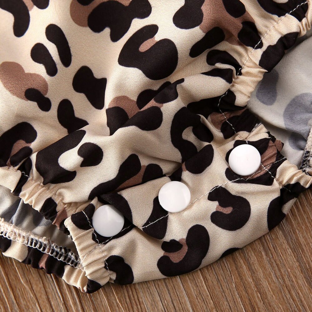 Summer Leopard Romper with Headband for Baby Girls - Image 6